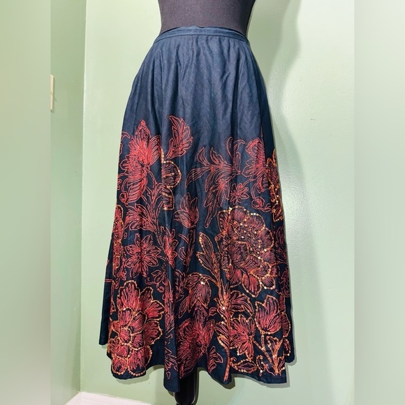 Mlle Gabrielle Dresses & Skirts - Mlle Gabrielle Navy and Red Floral Maxi Skirt